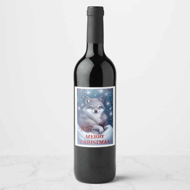 Christmas Wolf - Wine Label (Front)