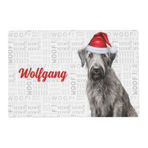 Christmas Wolfhound with Dog's Name Pet Dinner Placemat