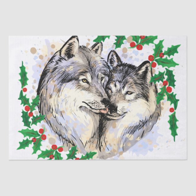 Christmas Wolves Tissue Paper (Front)