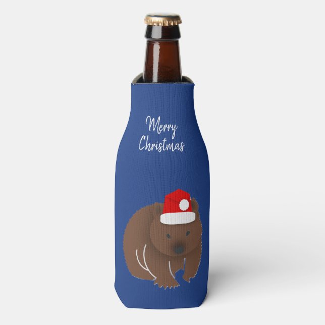 Christmas Wombat Bottle Cooler (Bottle Front)