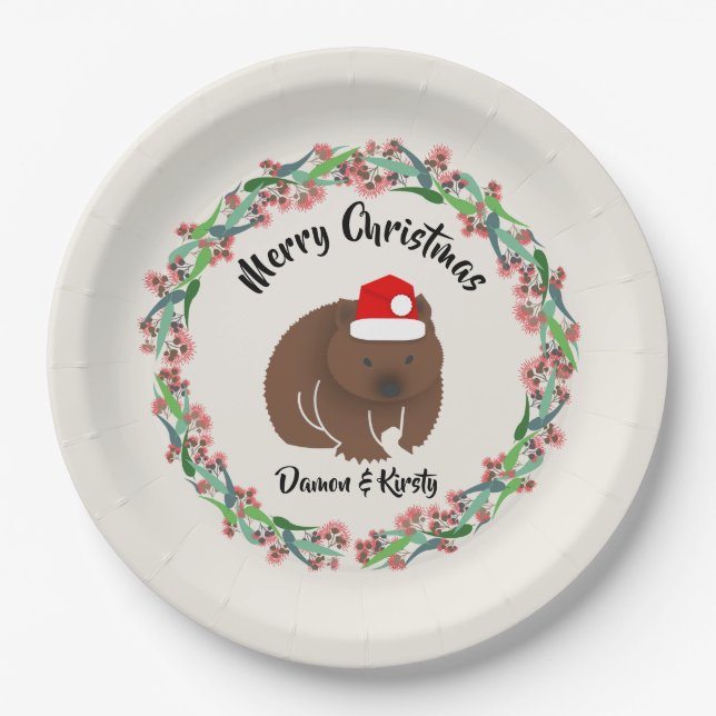Christmas Wombat Paper Plates (Front)