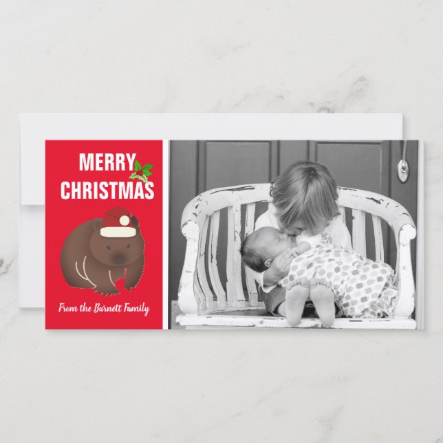 Christmas Wombat Photo Holiday Card (Front)