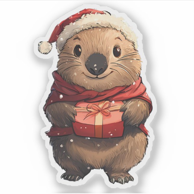 Christmas Wombat Sticker (Front)