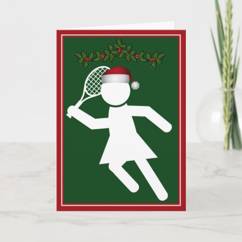 Christmas Womens Tennis Player _ Tennis Symbol Holiday Card