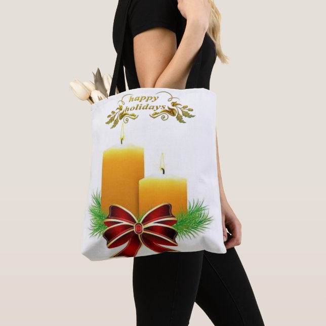 Christmas Women's Tote Bags, Happy Holidays (Close Up)