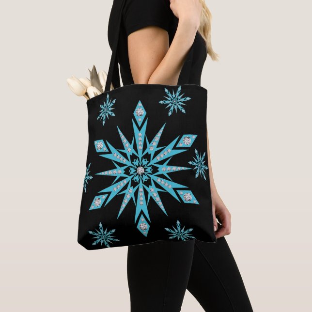 Christmas Women's Tote Bags, Snowflake Bag (Close Up)