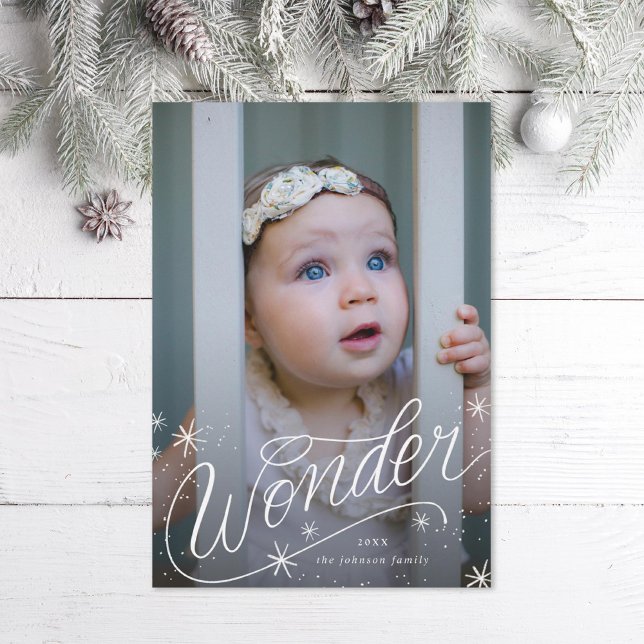 Christmas Wonder Hand-Lettering Photo Holiday Card (Creator Uploaded)
