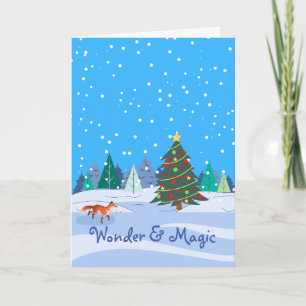 Christmas Wonder Magic Fox.and Christmas Tree  Card