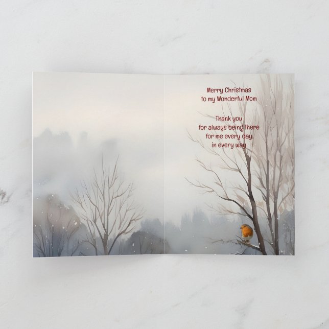 Christmas Wonderful Mom English Robin Card (Inside)