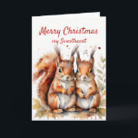 Christmas Wonderful Sweetheart Cute Squirrel  Holiday Card<br><div class="desc">Christmas Cute Squirrels Wonderful Sweetheart Silly but full of love Merry Christmas</div>
