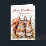 Christmas Wonderful Sweetheart Cute Squirrel  Holiday Card<br><div class="desc">Christmas Cute Squirrels Wonderful Sweetheart Silly but full of love Merry Christmas</div>