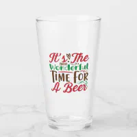 Beer Glasses - Elf Holiday Beer Can Glass Set of 4 - Christmas Drinking Glasses and Drinkware