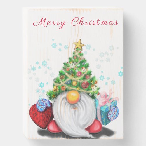 Christmas Wooden Box Gift Gnome with Gifts