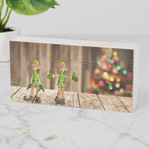 Christmas Wooden Box Sign Elf