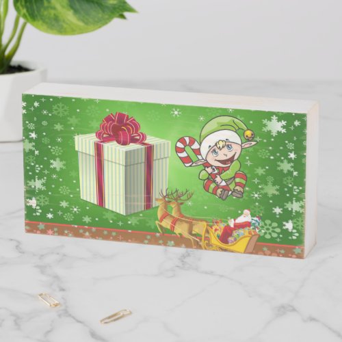 Christmas Wooden Box Sign Elf