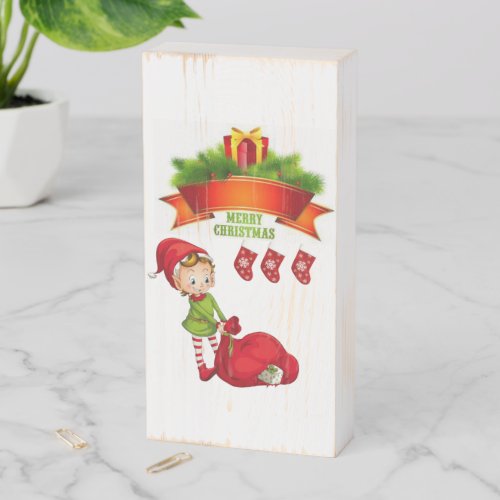 Christmas Wooden Box Sign Elf