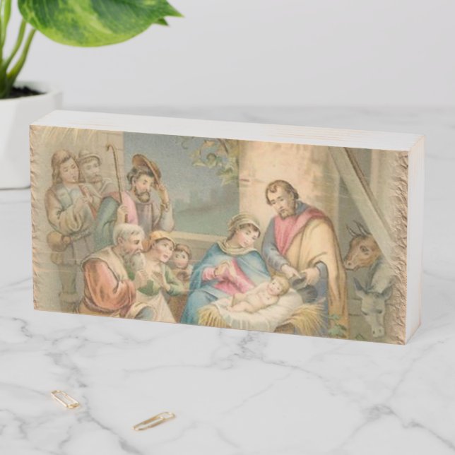 Christmas Wooden Box Sign, Jesus Christ (In Situ Horizontal)