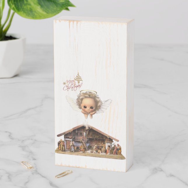 Christmas Wooden Box Sign, Jesus Christ (In Situ Vertical)