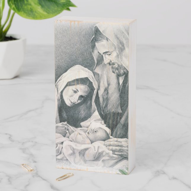 Christmas Wooden Box Sign, Jesus Christ (In Situ Vertical)