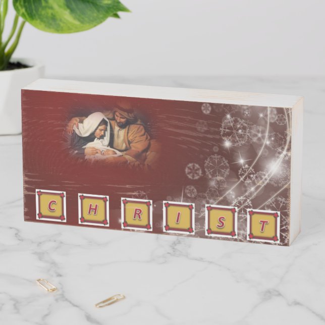 Christmas Wooden Box Sign, Jesus Christ (In Situ Horizontal)