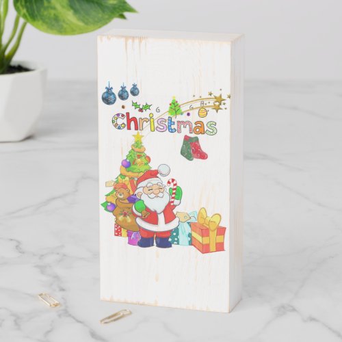 Christmas Wooden Box Sign Santa