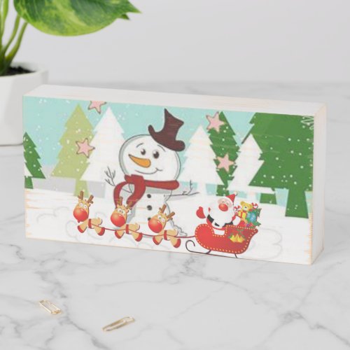 Christmas Wooden Box Sign Snowman