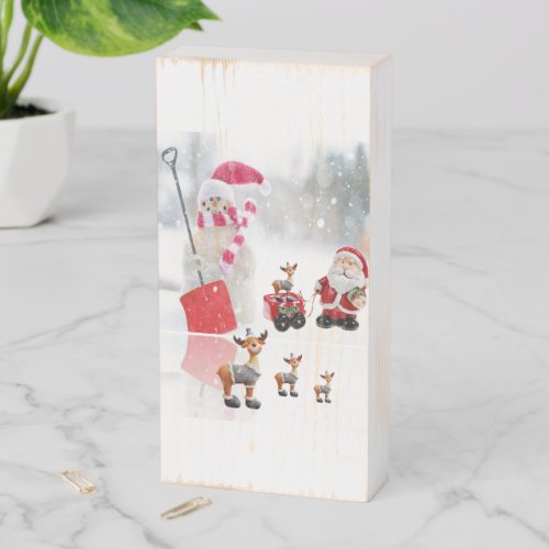 Christmas Wooden Box Sign Snowman