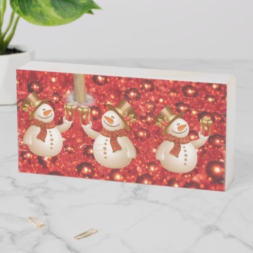 Christmas Wooden Box Sign Snowman