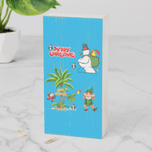 Christmas Wooden Box Sign, Summer Beach Santa