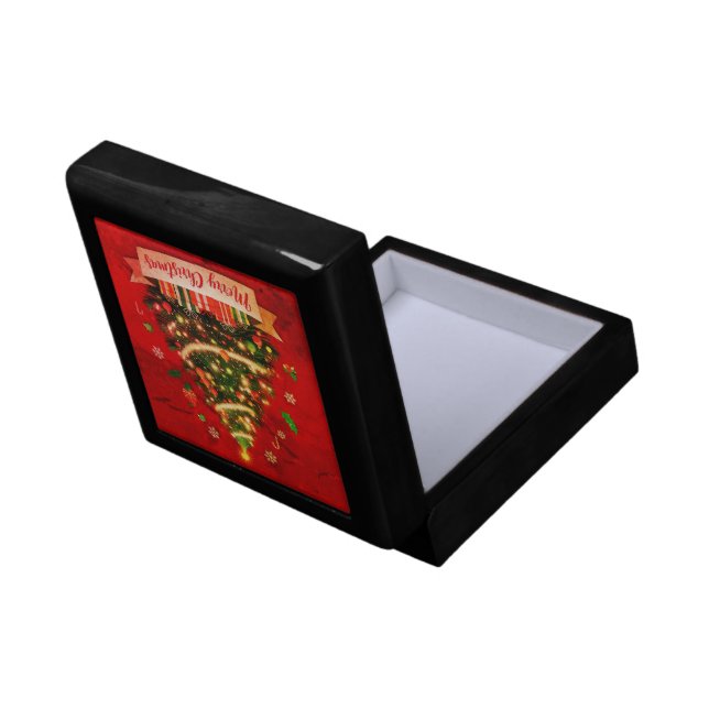 Christmas Wooden Jewelry Keepsake Box (Back Open)