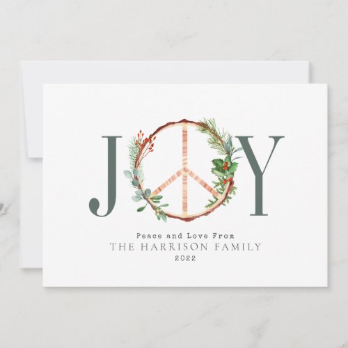 Christmas Wooden Peace Sign  Holiday Card