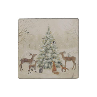Christmas woodland animal magnet