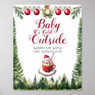 Christmas Woodland Animals Baby It's Cold Outside Poster
