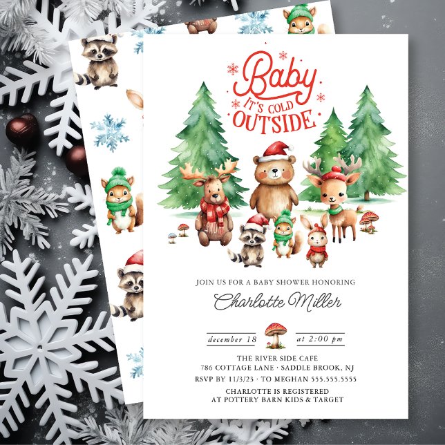 Christmas Woodland Animals Baby Shower Invitation (Creator Uploaded)