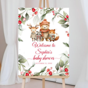 Christmas Woodland Animals Baby Shower Welcome Foam Board