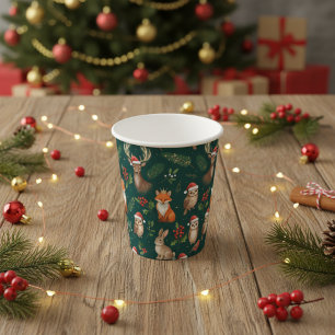 Christmas Woodland Animals Cute Forest Animals Paper Cups