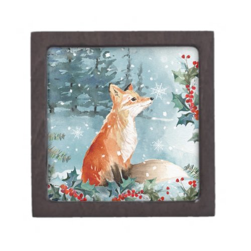 Christmas woodland animals fox gift box