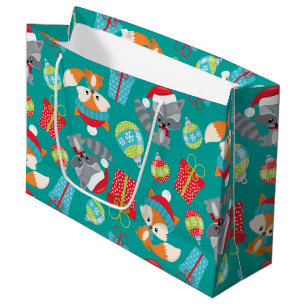 Christmas woodland animals pattern party bag