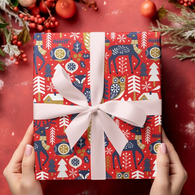Christmas woodland animals, Scandinavian Style Wrapping Paper (Creator Uploaded)
