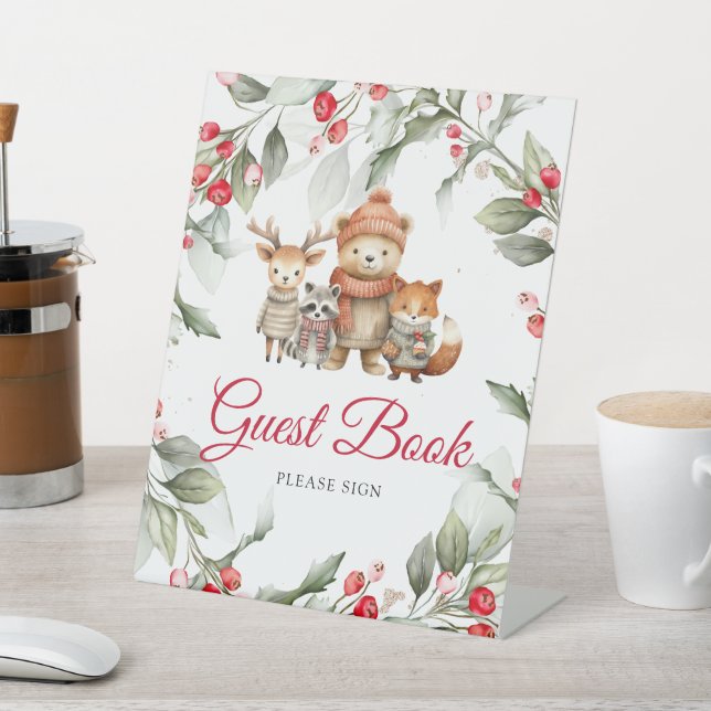 Christmas Woodland Animals Shower Guest Book Sign (In SItu)