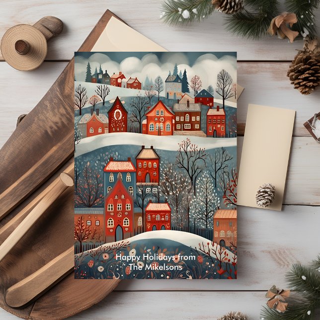 Christmas Woodland  Cozy Village Holiday Card (Creator Uploaded)