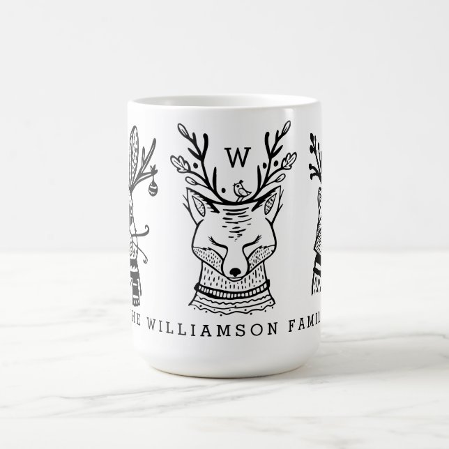 Christmas Woodland Forest Animal Family Characters Coffee Mug (Center)