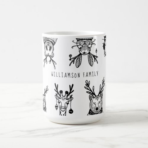 Christmas Woodland Forest Animal Family Characters Coffee Mug