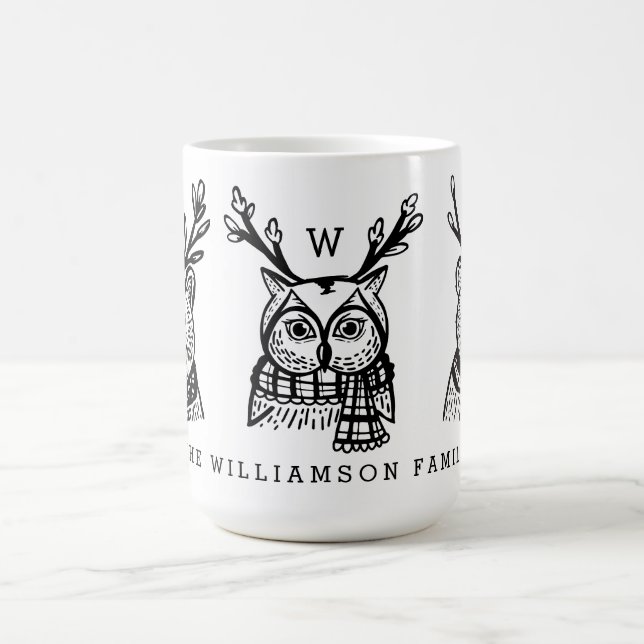 Christmas Woodland Forest Animal Family Characters Coffee Mug (Center)