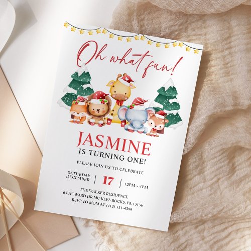 Christmas Woodland Forest Winter Birthday Invitation