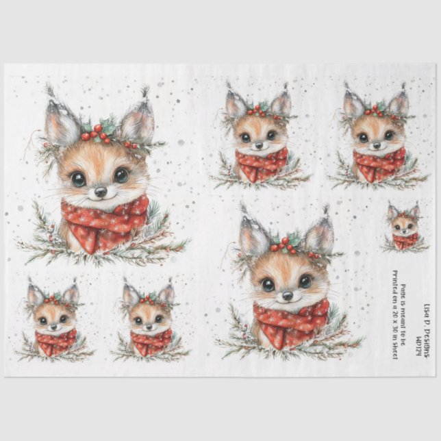 Christmas Woodland Fox and Foliage  Tissue Paper (Front)