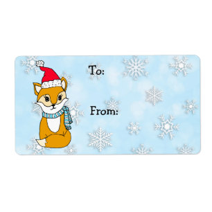 Christmas Woodland Fox To and From Label