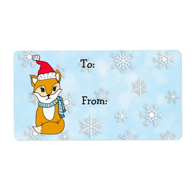 Christmas Woodland Fox To and From Label (Front)