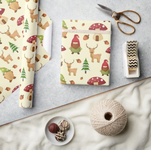 Christmas Woodland Gnome  Holidays Wrapping Paper