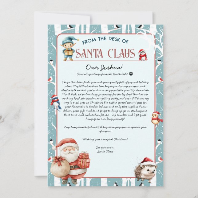 Christmas Woodland Letter from Santa Claus Invitation (Front)